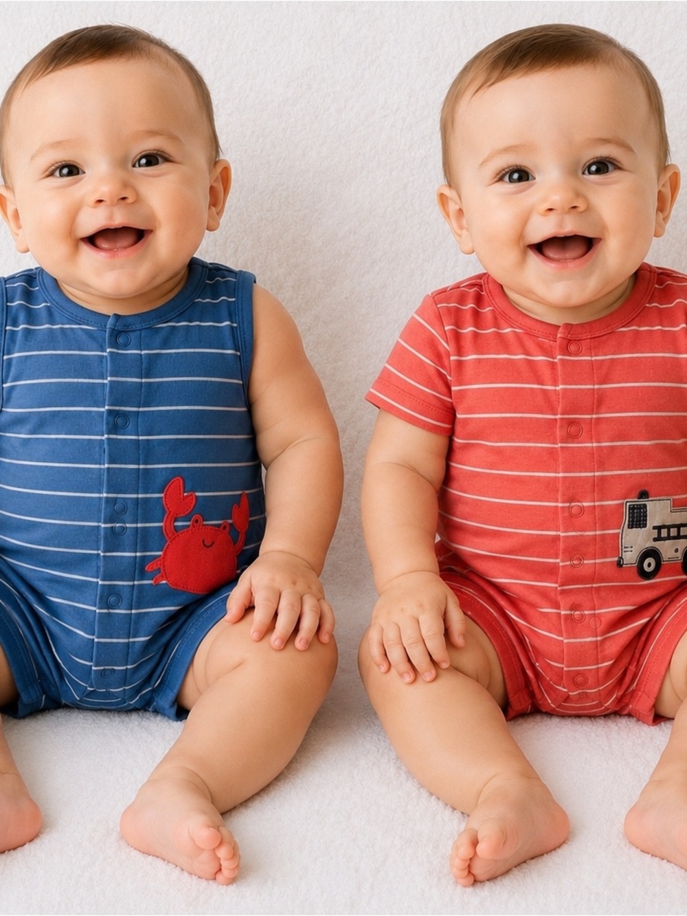 2 PACK-Carter’s Boys Rompers Firetruck & Lobster-NWT